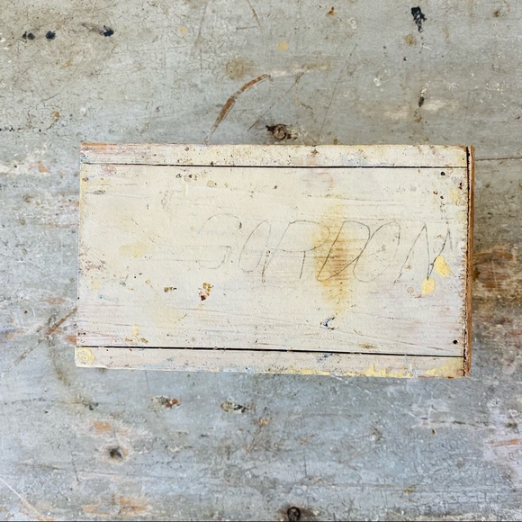 ♥️ Vintage ♥️ Old Yellow Wood Box - Picture 7 of 7